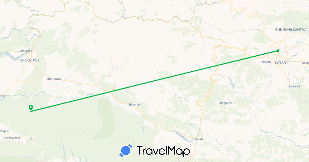 TravelMap itinerary: driving, bus in Nepal (Asia)
